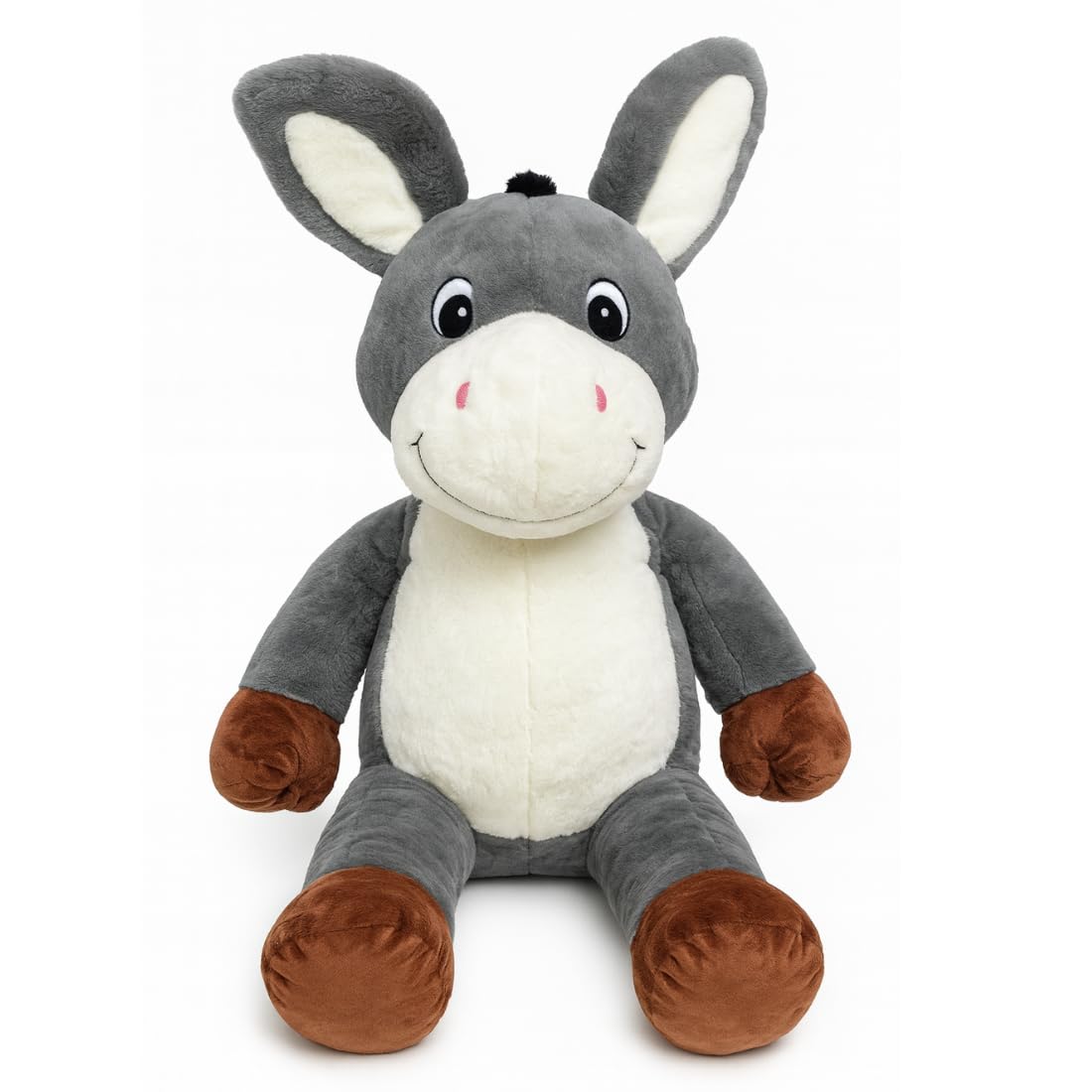 Grande Peluche Animale XXL + Cadeau Surprise à l’Intérieur – 50 à 120 cm – Panda, Lama, Ours, Lapin, Dinosaure, Chien, Peluche Géante Ultra Douce – Idée Cadeaux (Ane 60 cm)