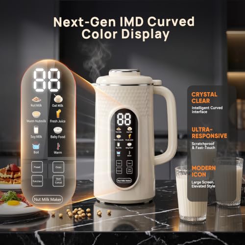 10 in 1 Nut Milk Maker Machine, 42oz IMD Screen Almond Milk Maker, Soy Milk Maker with Self-Cleaning, Delay Start, Keep Warm, Boil Water by Graplife - Used condition - Image 3