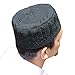 Beautiful Black Embroidered Cotton Kufi Muslim Kufi Takke Peci Kofia Hat – Large (S)