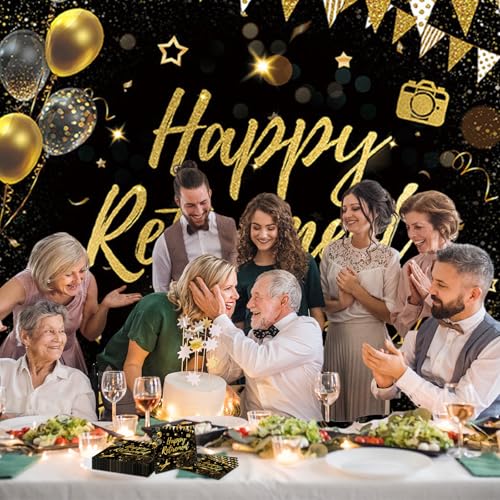 GlamRays 20 Stück Schwarz-Gold-Servietten für Partys, Feiern und den Ruhestand