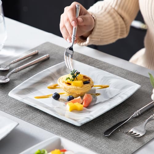 MALACASA-Plates-and-Bowls-Sets-12-Piece-Porcelain-Dinnerware-Sets-for-4-Square-Plates-and-Bowls-for-Dessert-Salad-and-Soup-Ceramic-Dishes-Dining-Dishware-Set-Marble-Grey-Series-Blance