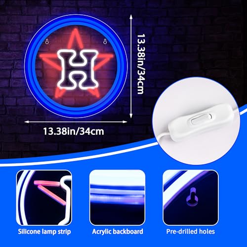 Image of Baseball Neon Sign for Wall Decor Baseball LED Light Up Sign Basebal Wall Decor Sports Neon Lights for Club Garage Bedroom Man Cave Bar Sports Gifts for Men Teen Boys Fans,Size 13.4 * 13.4 in(XD139)