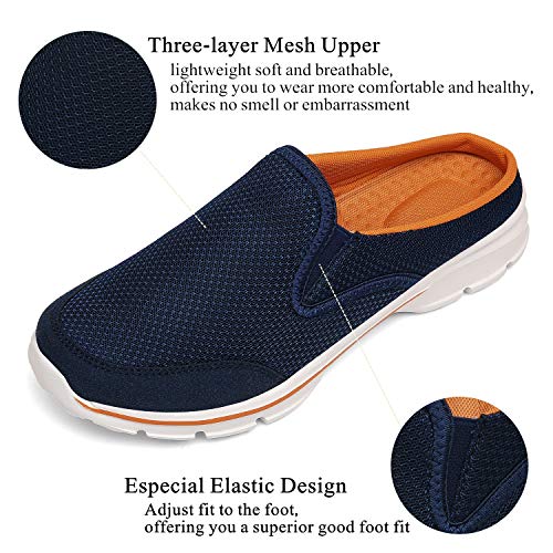 INMINPIN Unisex Slippers Casual Clog House Shoes Comfort Slip-On Walking Mules with Indoor Outdoor Anti-Skid Sole for Men and Women, Blue Orange, 8 UK