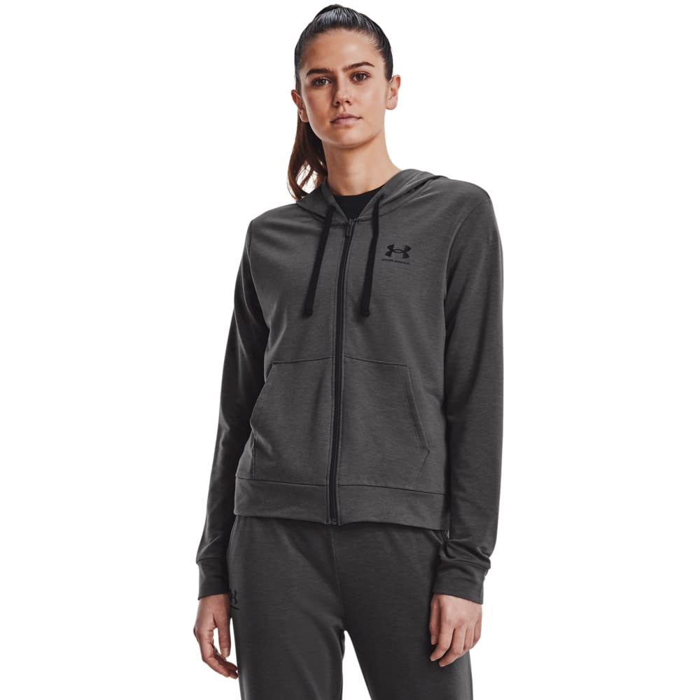 Under Armour Rival Terry - Felpa con Cappuccio E Zip Top in Pile Donna