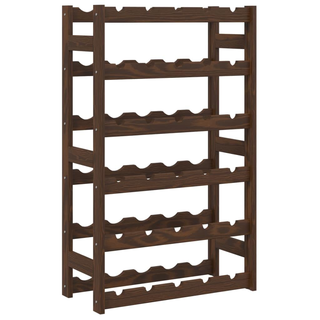 Botellero para 30 botellas marrón de madera maciza de pino, botellero de vino, botellero de vino, decoración para el hogar, botellero de vino, mueble para decoración de muebles