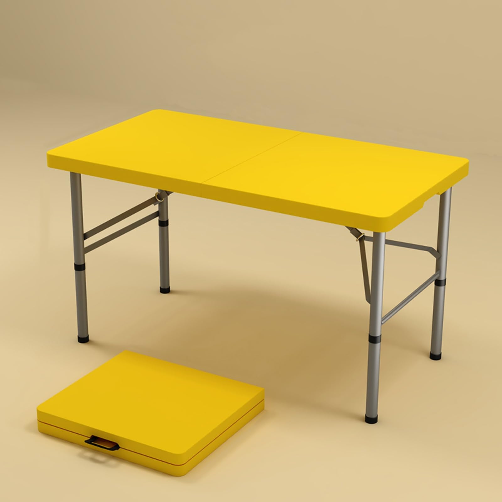 Table pliante réglable et légère avec système portable jaune