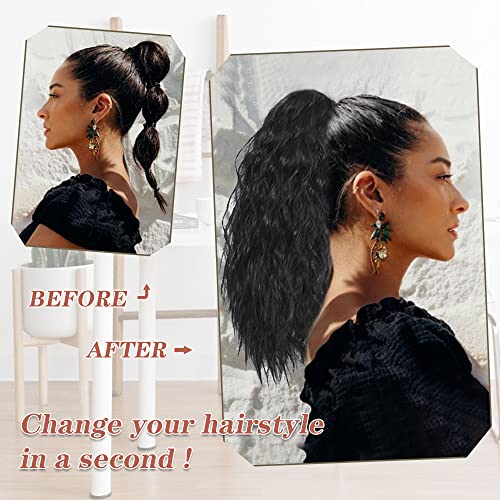 Aqinbel Curly Ponytail Extension 14 Inches Claw Clip Ponytail Hair Extensions Corn Curly Clip In Hairpiece A Jaw Claw Soft Fluffy Short Pony Tails For Women (Natural Black) #TOP5