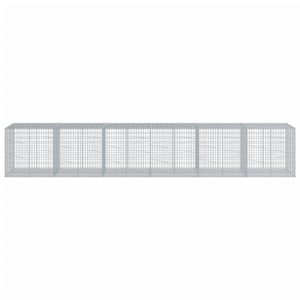 Gavión con tapa, 600 x 100 x 100 cm, cesta de piedra, hierro galvanizado | Cesta de piedra resistente para jardín y exterior para diseñar paredes de privacidad y muros de contención resistentes.