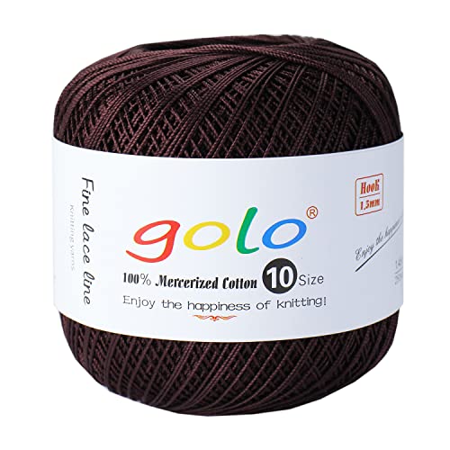 Image of golo Crochet Thread Size 10 Cotton Yarn for Tatting Lace Thread Red Brown 626
