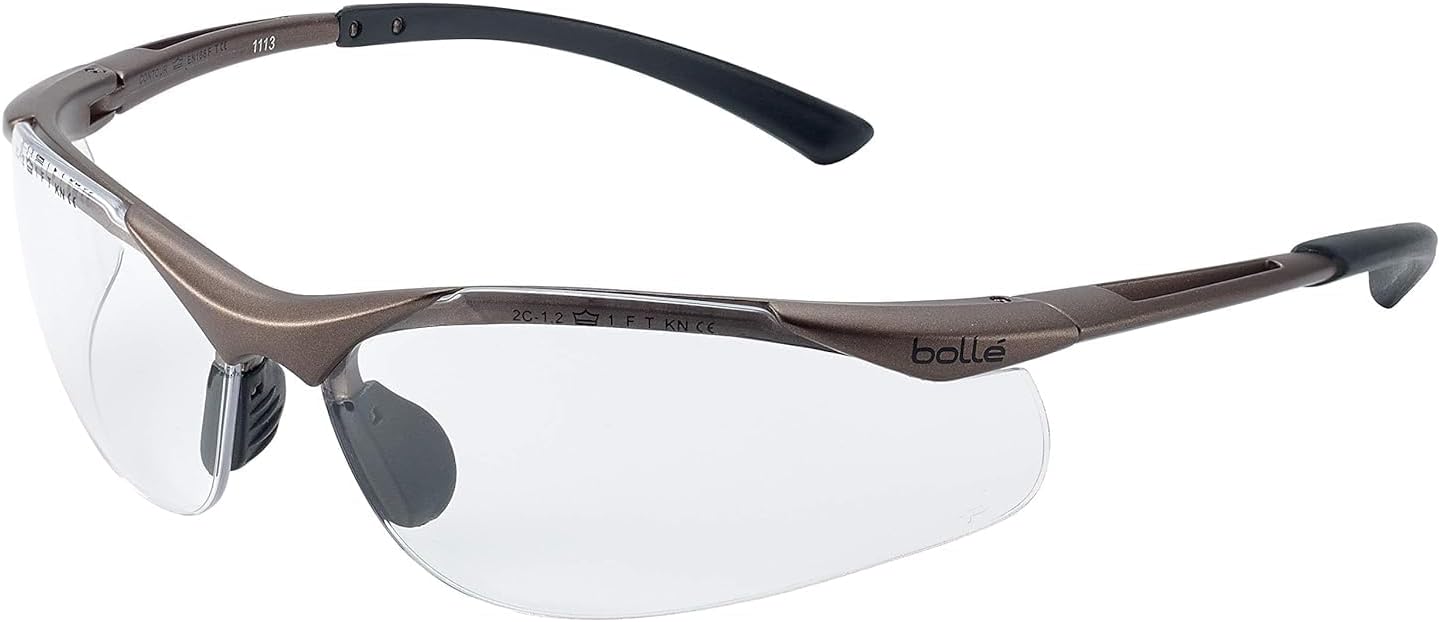 Bolle Safety 253-CT-40044 Contour Safety Eyewear with Semi-Rimless Nylon Frame and Clear Anti-Fog Lens, 180-Pair, Grey black, Universal