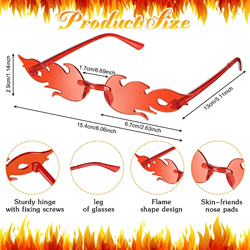 EBOOT 48 Pairs Fire Flame Sunglasses Rimless Flame Glasses Bulk Halloween Novelty Sunglasses for Women Men Halloween Party2