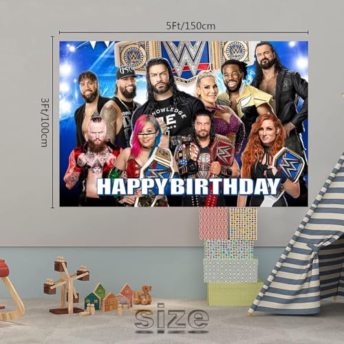 Tela para fondo de fiesta wrestling 5x3 pies negro azul miniatura 2