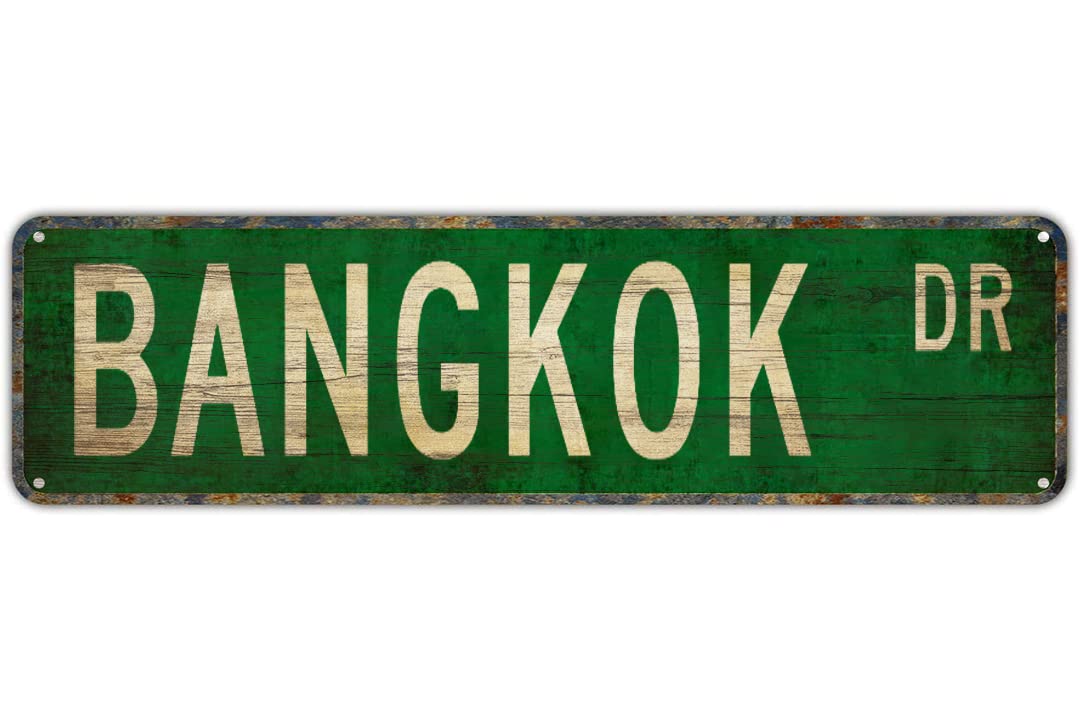 Ensound A437 Bangkok Dr Vintage Decor Retro Tin Signs Art Plaque Aluminum Sign For Bedroom Kitchen Garden Wall Bar Club Coffee Hanging Home Decor 4X16 Inch