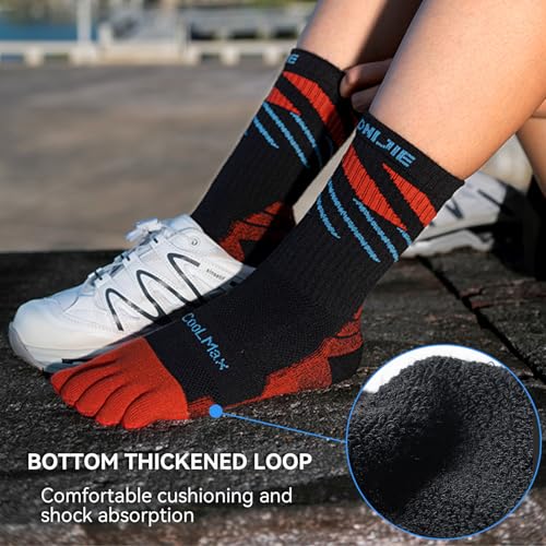Image of AONIJIE Toe Socks for Men and Women Athletic Hiking Coolmax Socks with toes - Soft Comfortable and Moisture Wicking