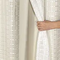 Cortina Blackout PVC c/Tecido Voil Xadrez 2,80 x 1,60 - Sala, Quarto, Escritório, Cozinha... (Bege)
