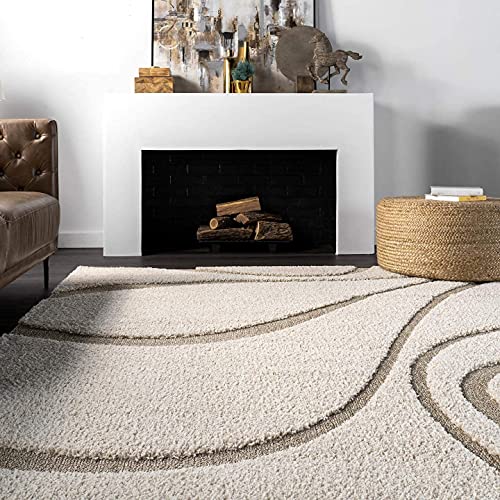 Image of Carpet for Living Room 12x12 Feet Round Anti Skid Rug Colour Ivory Beige