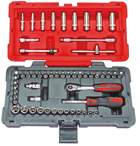 KS Tools 922.0654 - Caisse à Outils Complète en Coffret de Maintenance de 1/4' - Coffret de Douilles et Embouts - Outillage Mécanique de Notre Gamme Ultimate avec Clé à Cliquet - 54 Pièces
