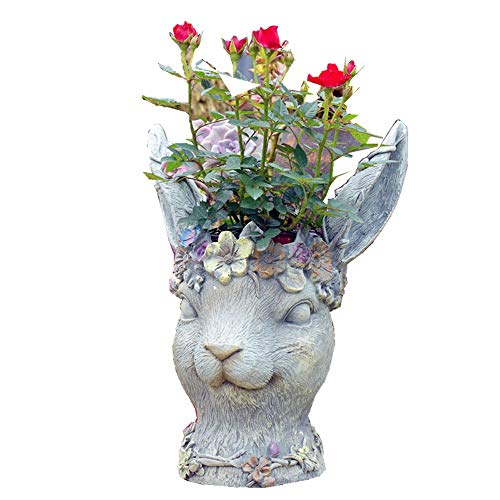 Havanadd Garden Ornament Decorative Sculpture Outdoor Garden Statues Vintage Succulents Flower Pot Sculptures Decorative Collectibles Statues Figurine (Color : Gray, Size : 37x28cm)