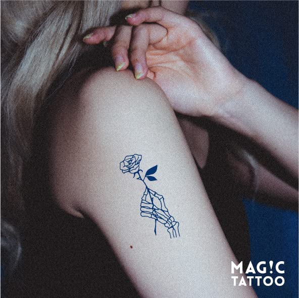 Amazon.co.jp: 【2枚セット】No.115_Bone hand with a rose/薔薇,髑髏 
