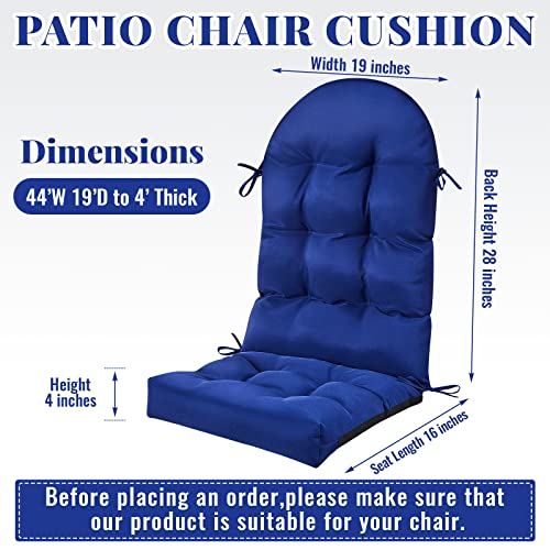 Image of Geelin 4 Pcs Outdoor Patio Chair Cushion Thick High Back Adirondack Chair Cushion Tufted Weather & Fade Resistant Anti-Slip Outside Rocking Chairs Pads with Ties 44 x 19 x 4 Inch (Dark Blue)