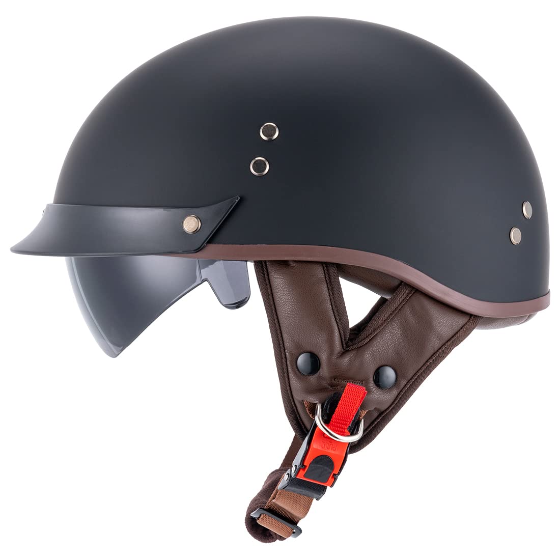 VCOROS Fiberglass Shell Cruise Motorcycle Helmet Half Face Helmet for Men Women DOT Approved