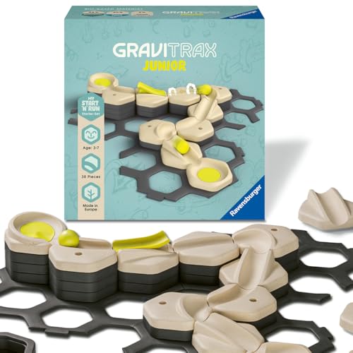 Ravensburger GraviTrax Junior Starter-Set S 27531 - Murmelbahn überwiegend aus nachwachsenden Rohstoffen mit Themenwelten Lernspielzeug und Konstruktionsspielzeug für Jungs und Mädchen ab 3 Jahren