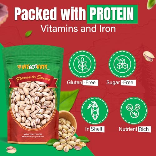 Turkish Antep Pistachios - 2.5 lbs (40oz) Premium Quality Kosher Roasted Pistachios By We Got Nuts - Natural & Healthy Rich Flavor Snack - Whole & Salted – Air-Tight Resealable Bag Package…
