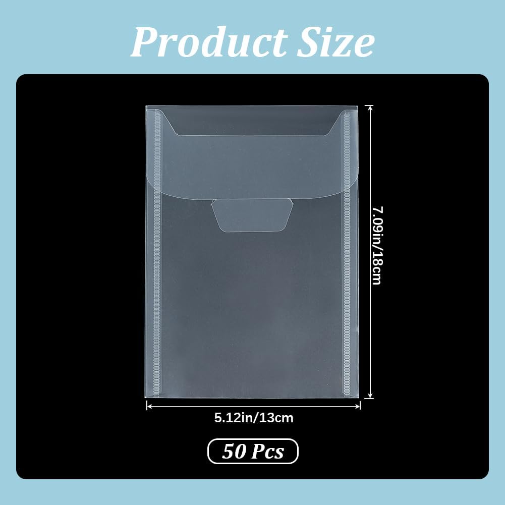 GORGECRAFT 50Pcs Die Storage Pockets Stamp Pocket Bags Resealable Clear Plastic Die Cuts Envelope Pockets Craft Organizer Holder Bag for File Album Embossing Stamp Scrapbooking Storage (7 x 5 Inch) - Image 2