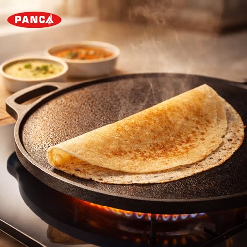Image of PANCA Pre-Seasoned Cast Iron Dosa Tawa 30 cm | Heavy Roti /Chapati Tawa for Gas & Induction | Chemical-Free, Naturally Non-Stick Pan (Cast Iron Tawa)