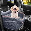 Dog Car Seat – Memory Foam Dog Booster Seat for Small Dogs Up to 25lbs-Elevated Pet Car Seat with Storage Pockets and Dog Seat Belt-Soft Pet Travel Bed for Front & Back Seats-Removable Washable-Grey