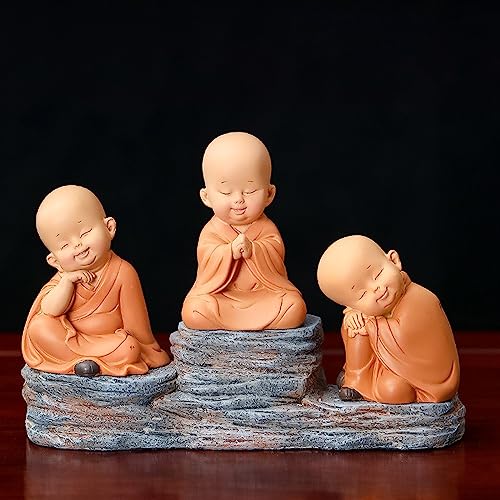 Conjunto de 3 Figuras Estatua Buda Bebé para Decoración miniatura 3