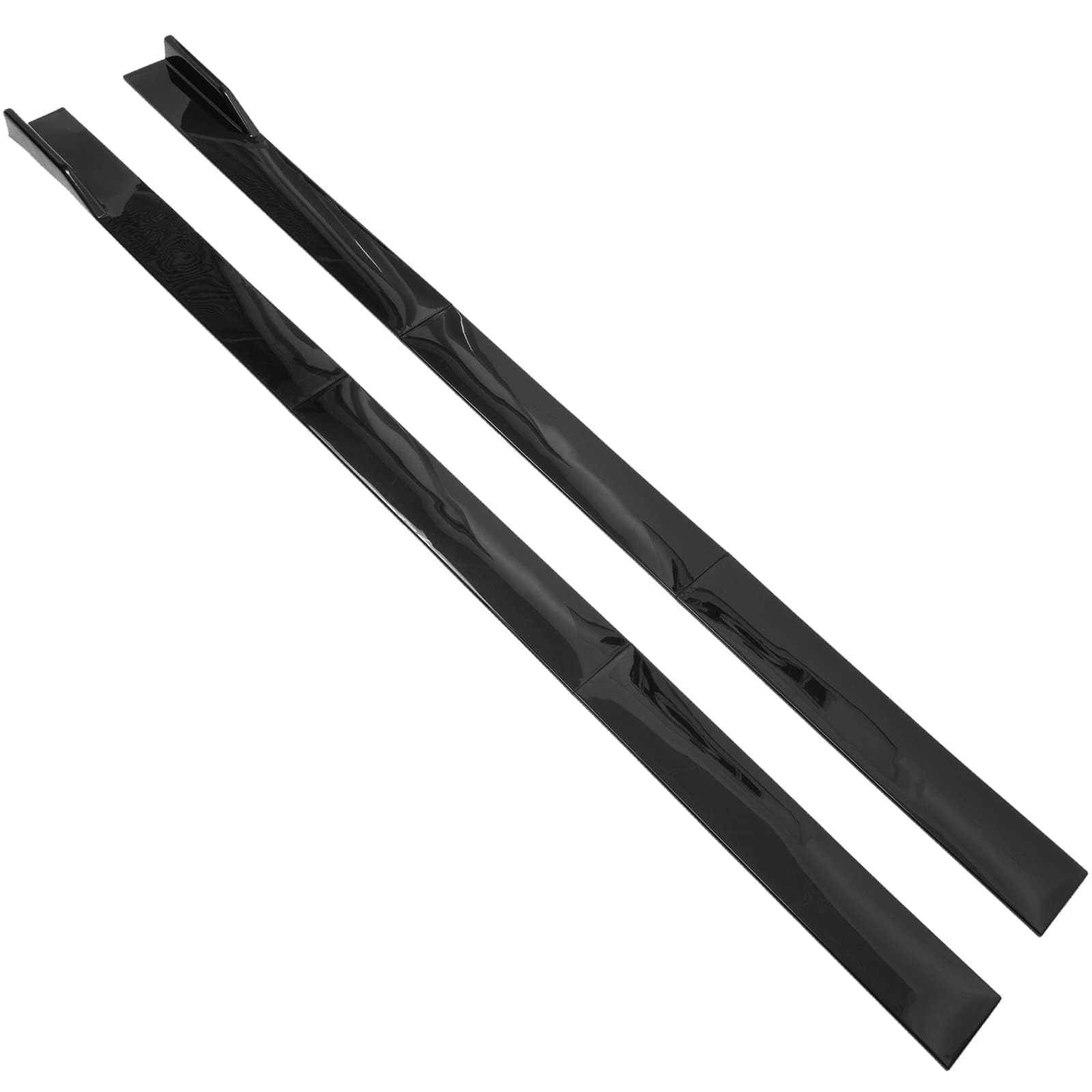 AUTOXBERT 2.2m Faldas Laterales Universales de Coche de Extensión de Panel de Balancín de Labio de Divisor Negro Brillante, Extensión de Faldas Laterales Universales de Panel de Balancín