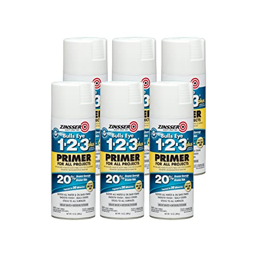 Zinsser 272479-6PK Bulls Eye 1-2-3 Plus Spray Primer 13 oz White 6 Pack