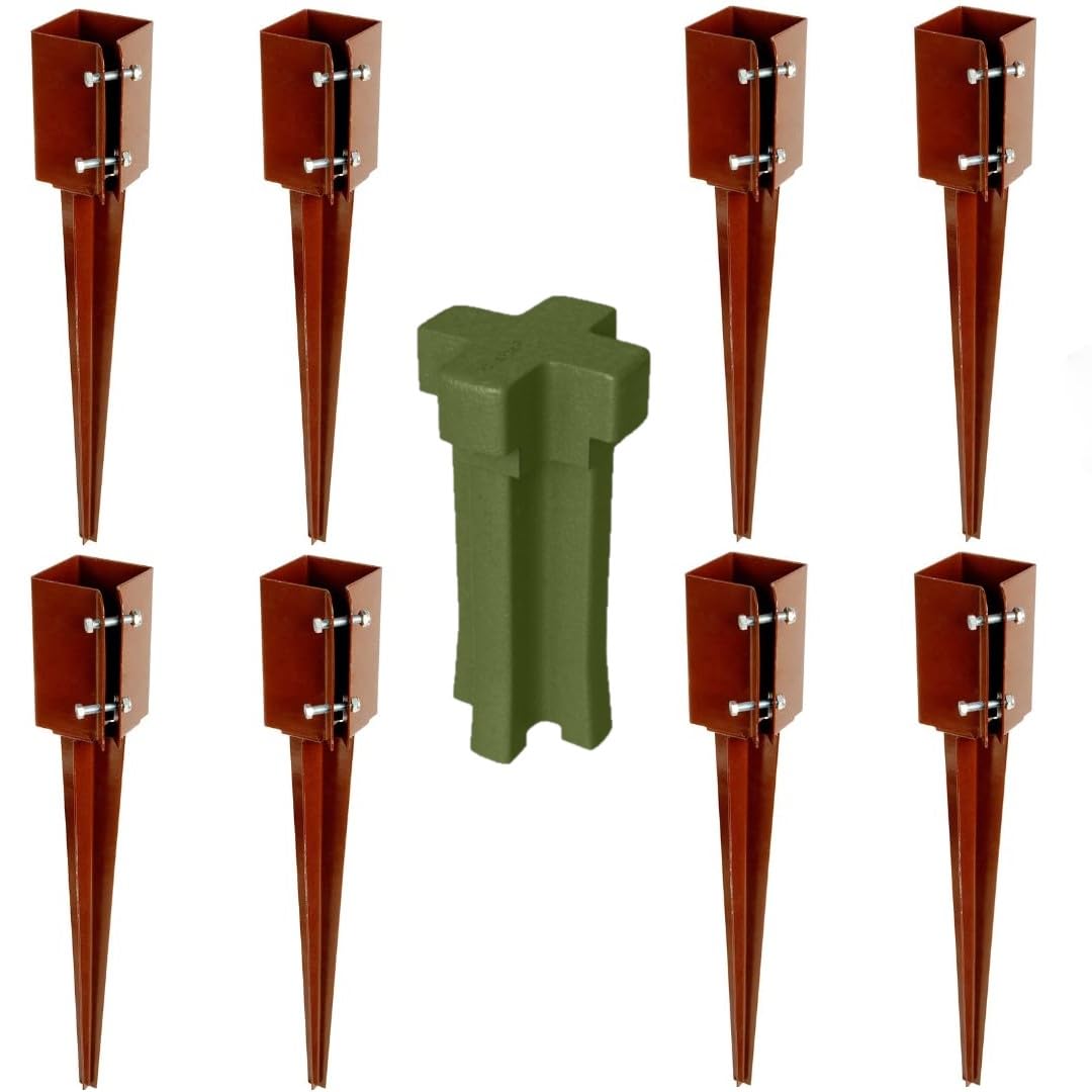 Silver Star® 75mm (3") Industrial Fence Post Spike Support 600mm Long Drive Down Post Spike (Includes Driving Tool) (8)