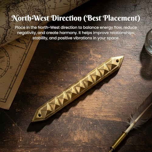 Image of Plus Value Vastu Strip Brass Pyramid Divider Virtual Partition for North, North-West Defect Vastu Remedy Home, Office and Plot Correction (Size: 5 inches)