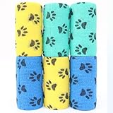 Frxat Pet Wrap, Vet wrap for Dogs Self-Adhesive, Bandages Suitable for Horses, Dogs, Cats, and Rabbits, 6 Rolls, 4 inch Wide, 2 Rolls Each (Yellow, Green, Blue)