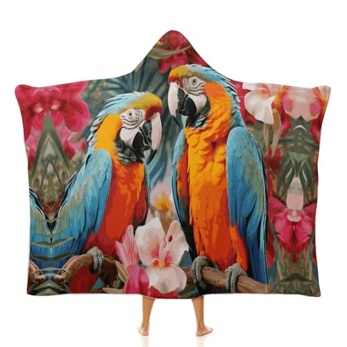 Couverture à capuche peluche plantes tropicales sweat plaid géant adulte