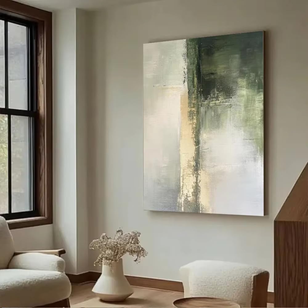 AEFOUU Wall Art Canvas Picture Print Abstract Painting - Golden Green Texture Wall Art Picture for Living Room Decor Image(30x42cm/12x17in/Frameless)