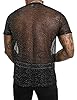 AIEOE Men's Sexy T-Shirt in Glitter Look Breathable Clubwear Gauze Top, Black, M #1