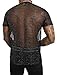 Men Mesh Top Short Sleeve Glitter Shirts Sheer Shiny See Through Tee Round Neck Stretch Transparent Tank for Club Party Casual Gym Black US Size S