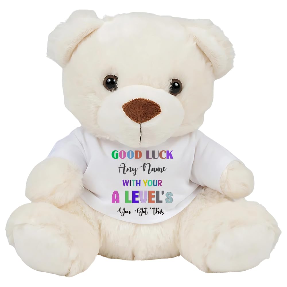 Getagift Personalised Good Luck with Your A - Levels, add 'Any Name' You've got This Gift, Exam Good Luck Gift, Soft Plush, Soft Toys, Teddy Bear. (Cream Teddy)