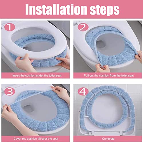 BESTZY WC- Sitzbezüge, 4 Stück WC Sitzwärmer Toilettensitzabdeckung Waschbar Tuch Toilettensitzbezug Pads, Warmes Toilettensitzkissen Toilettensitz Abdeckung – Bild 4