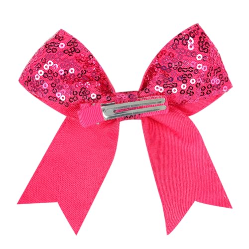 Pinza para cabello con lazo de lentejuelas 5 pulgadas rosa miniatura 3