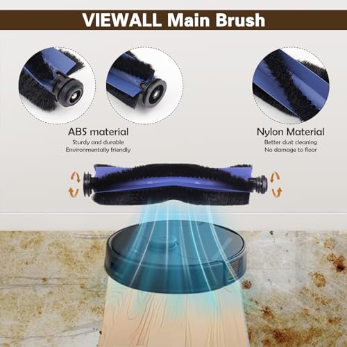 VIEWALL 19 Pack Zubehör für Eufy X10 Pro Omni Staubsauger,1 Hauptbürste,4 Wischtuch-Pads,4 Seitenbürsten,2 HEPA Filter,6 Ersatz Staubbeutel,1 Reinigungswerkzeug,1 Schraubendreher