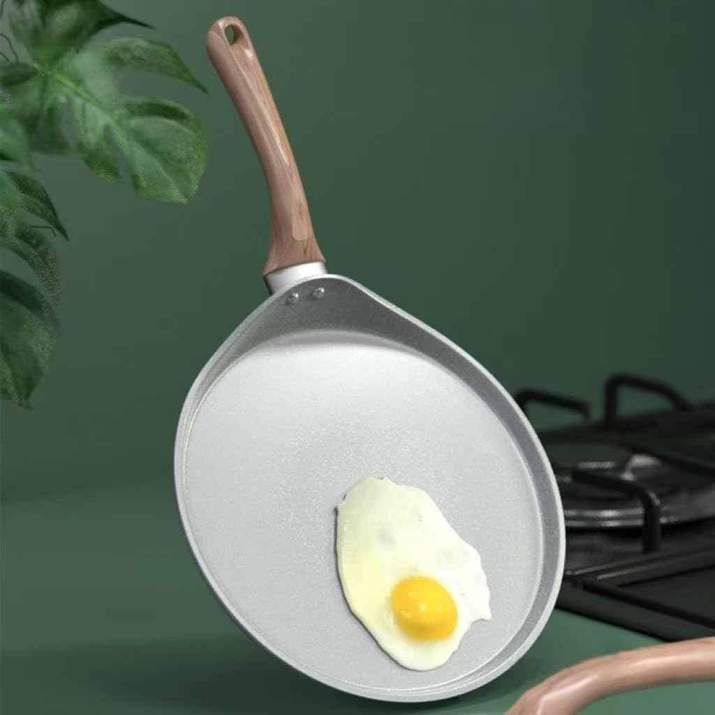 YYMIYU Genuine wheat stone flat pan, household non-stick frying pan, pancake and crepe maker, special pan for thousand-layer skin/cake skin/towel roll (Starry Gray, 10inch)