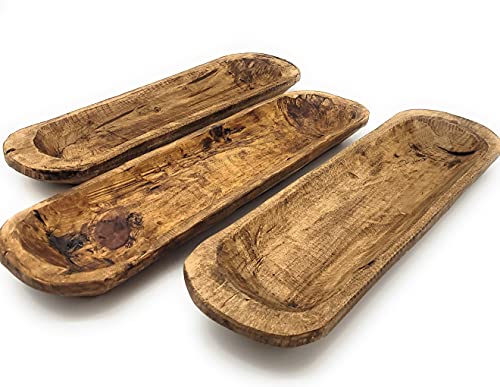 18"-21" Farmhouse Brown Baguette Dough Bowl, Decorative Bowl, Table Center Piece, Decorative Wood Bowl The New Dawn Bowl #TOP4
