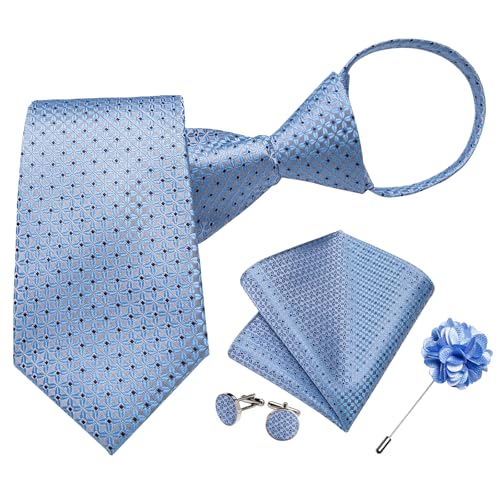 Image of DiBanGu Mens Zipper Tie Silk Pre-Tied Necktie with Gift Box