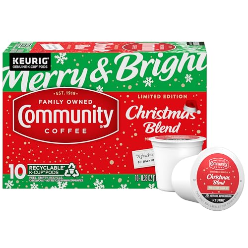 Image of Community Coffee Christmas Blend, 10 Count Coffee Pods, Medium Roast, Compatible with Keurig 2.0 K-Cup Brewers, 10 Count (Pack of 1)