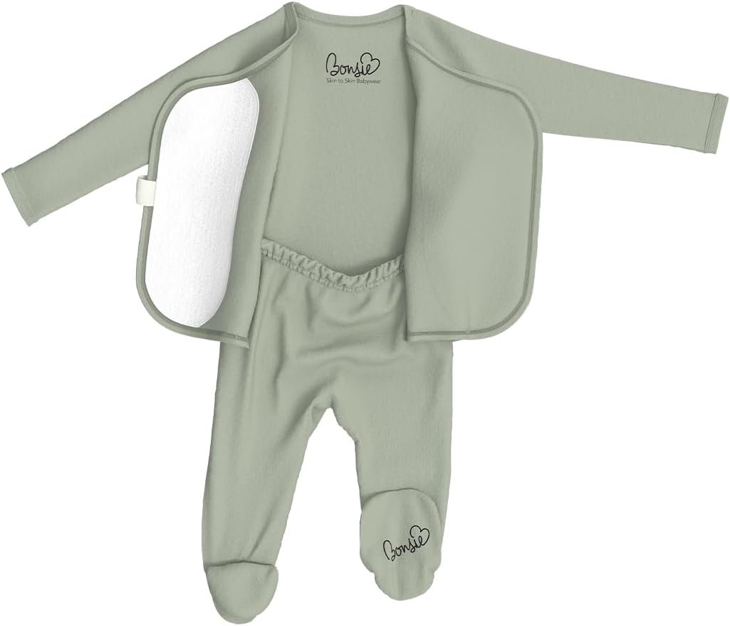 Bonsie Skin to Skin Babywear Footie - Green Baby Footed Bodysuit