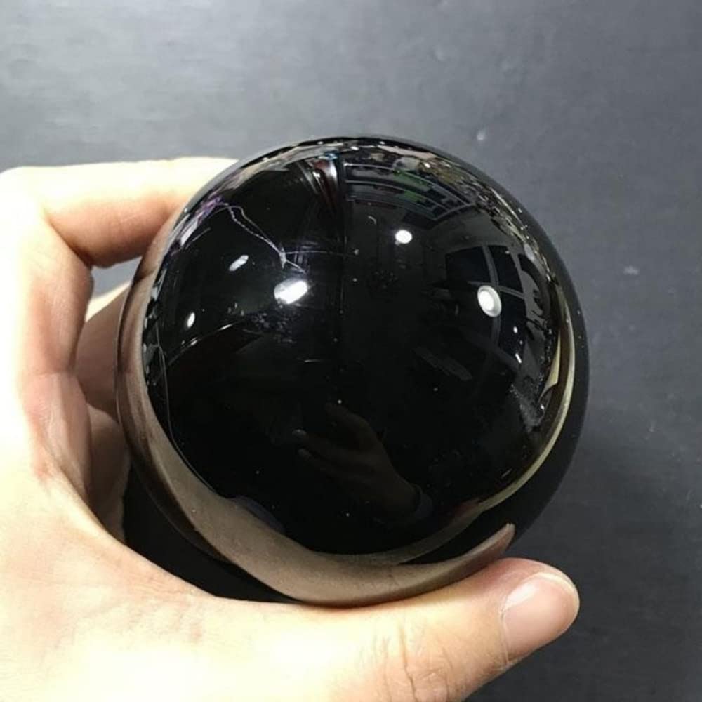 CNTUSRXT Black Obsidian Sphere Crystal Magic Ball Rock Stone Feng Shui Witchcraft Gemstone Collectibles Room Decor Ornaments (Size : 4cm) Gemstone Stone